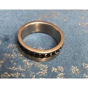 Spinner Ring Black Chain Stainless Steel Men’s size 13 Wedding Promise Handfast
